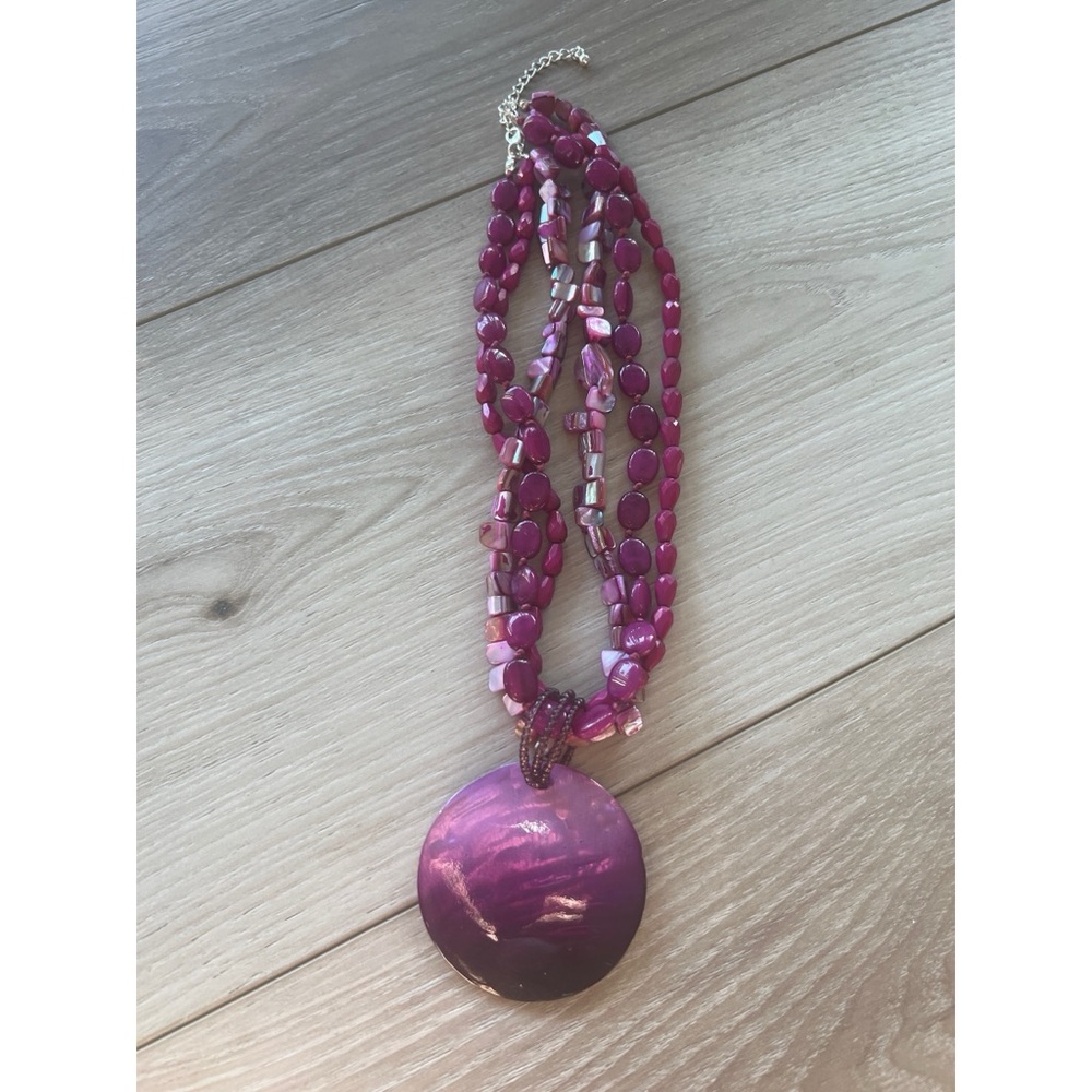 Pink and Purple Shell Pendant Necklace